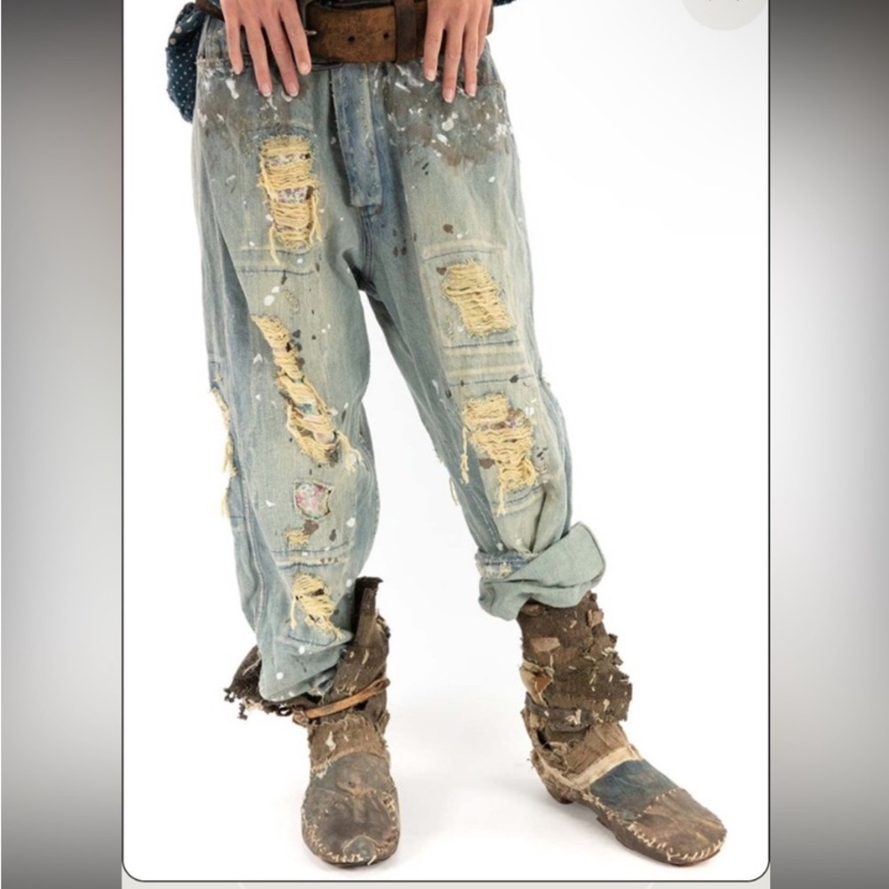 MAGNOLIA PEARL Calico Miner Distressed Denim Trouser Jeans - Picture 8 of 8